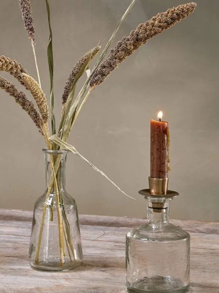 Nkuku Sirsa Glass Wide Candlestick Clear 1 Nkuku Sirsa Glass Wide Candlestick Clear