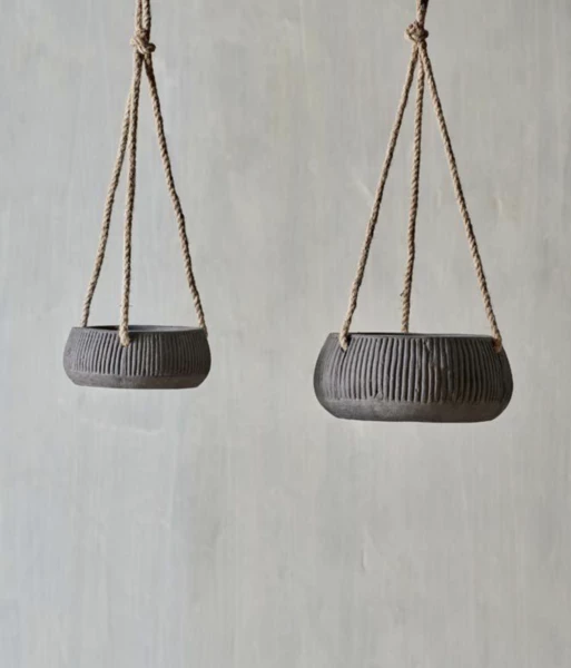 Nkuku Wampu Hanging Planter Distressed Brown Black Small 3 Nkuku Wampu Hanging Planter Distressed Brown Black Small