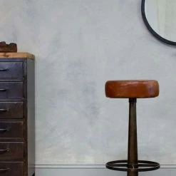 Nkuku Narwana Leather Round Stool