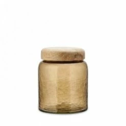 Nkuku Charal Storage Jar In Smoke Brown - Small