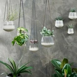 Nkuku Matamba Lines Ceramic Hanging Planter Small