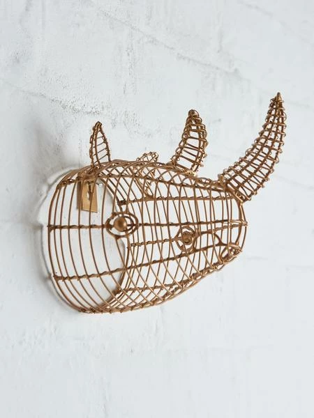 Nkuku Eko Mini Rhinoceros Head In Brass 3 Nkuku Eko Mini Rhinoceros Head In Brass