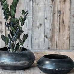 Nkuku Small Endo Reclaimed Iron Round Planter 3 Nkuku Small Endo Reclaimed Iron Round Planter