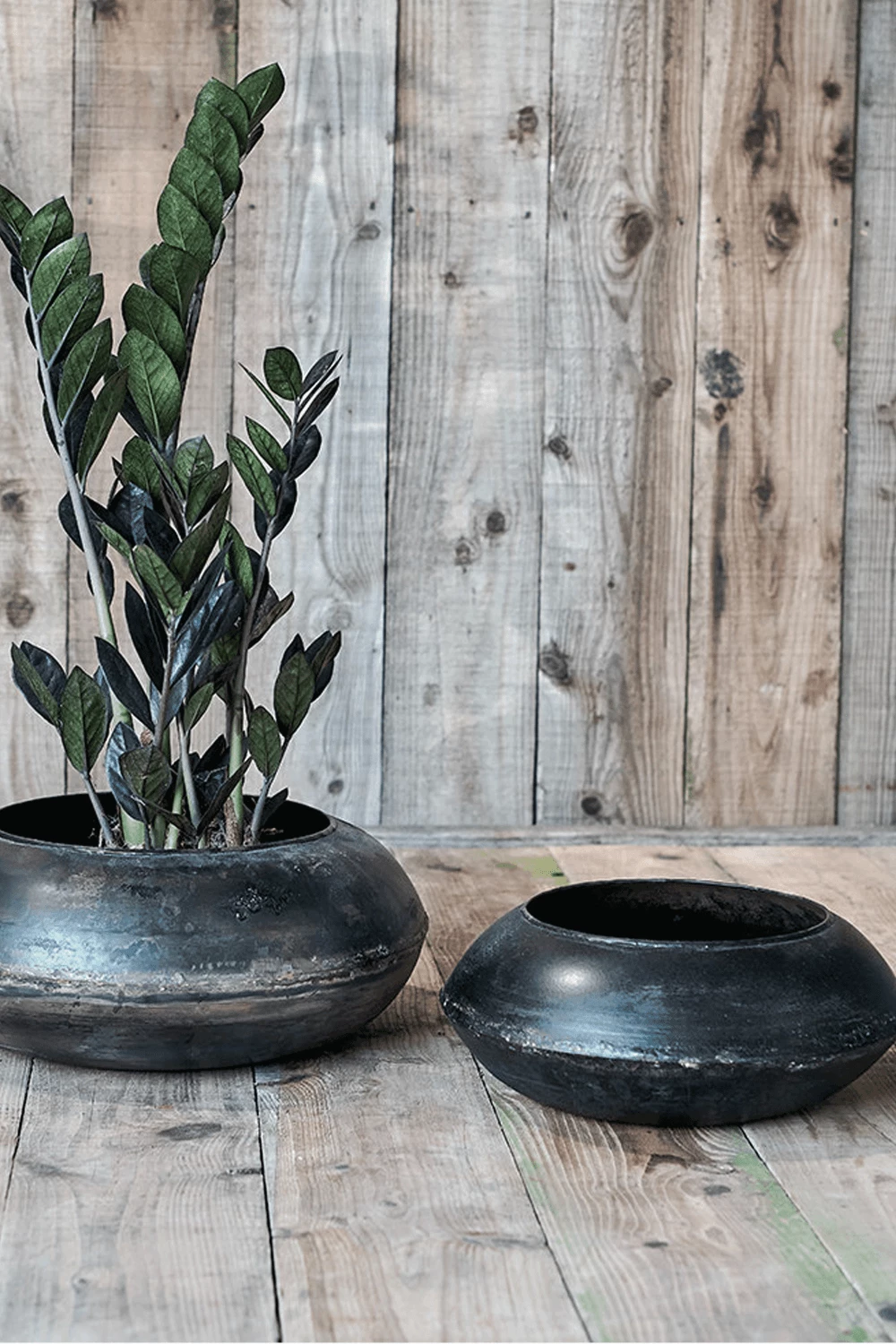 Nkuku Small Endo Reclaimed Iron Round Planter 2 Nkuku Small Endo Reclaimed Iron Round Planter