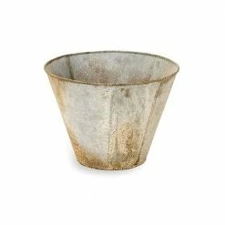 Nkuku Abari Tapered Planter In Aged Zinc