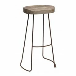 Nkuku Mango Wood And Rust Loko Stool