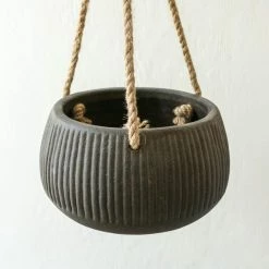 Nkuku Wampu Hanging Planter Distressed Brown Black Large 7 Nkuku Wampu Hanging Planter Distressed Brown Black Large