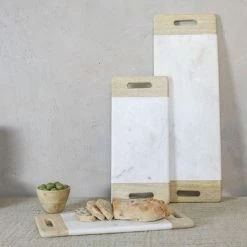 Nkuku Bwari Large White Marble And Mango Wood Platter