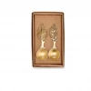 Nkuku Short Brass Leaf Spoons Set Of 2