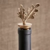 Nkuku Oak Leaf Bottle Stopper Antique Brass