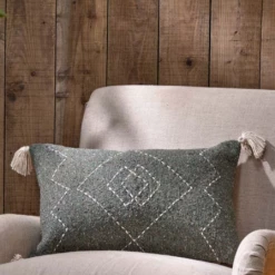 Nkuku Lamandi Recycled Cotton Cushion In Moss 60 X 40