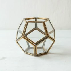 Nkuku Menni Hexagonal Brass Lantern