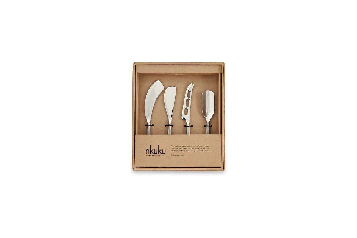 Nkuku Set of 4 Brushed Silver Cheese Knives 2 Nkuku Set of 4 Brushed Silver Cheese Knives
