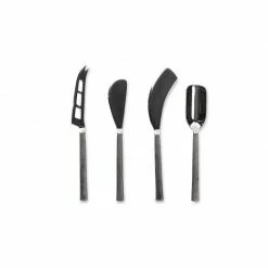 Nkuku Set of 4 Brushed Silver Cheese Knives