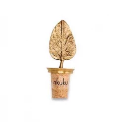 Nkuku Poplar Leaf Brass Bottle Stopper