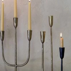 Nkuku MBATA Brass Candlestick Antique Black