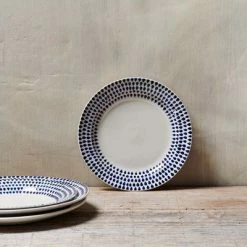 Nkuku Indigo Drop Dinner Plates In Cream & Indigo