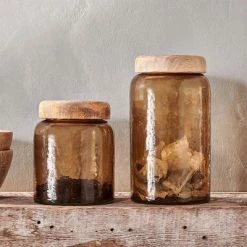 Nkuku Charal Storage Jar In Smoke Brown - Small