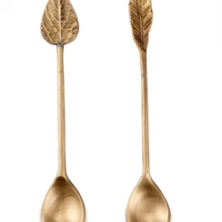 Nkuku Brass Leaf Spoons Set Of 2 5 Nkuku Brass Leaf Spoons Set Of 2