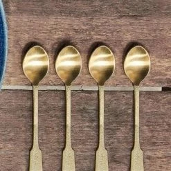 Nkuku Veeta Brushed Gold Tea Spoons Set Of 4