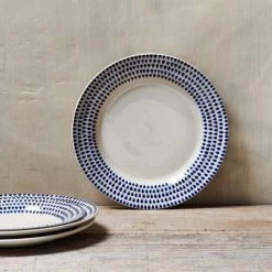 Nkuku Indigo Drop Dinner Plates In Cream & Indigo