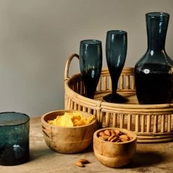 Nkuku Deep Blue Hammered Glass Carafe