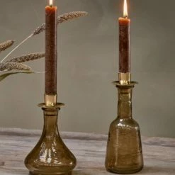 Nkuku Sirsa Glass Candlestick - Sepia