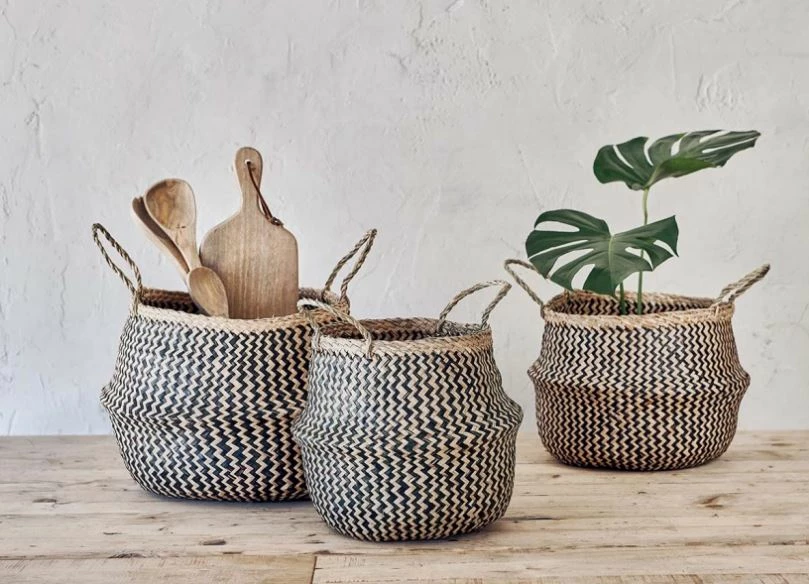 Nkuku Small Ekuri Basket - Black & Natural 2 Nkuku Small Ekuri Basket - Black & Natural