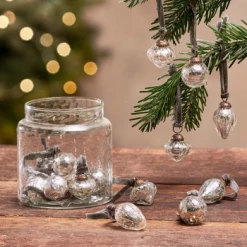 Nkuku Set of 16 Antique Silver Adisa Bauble Jar 4 Nkuku Set of 16 Antique Silver Adisa Bauble Jar