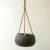 Nkuku Wampu Hanging Planter Distressed Brown Black Large