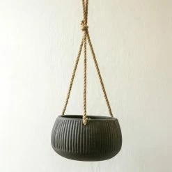 Nkuku Wampu Hanging Planter Distressed Brown Black Large