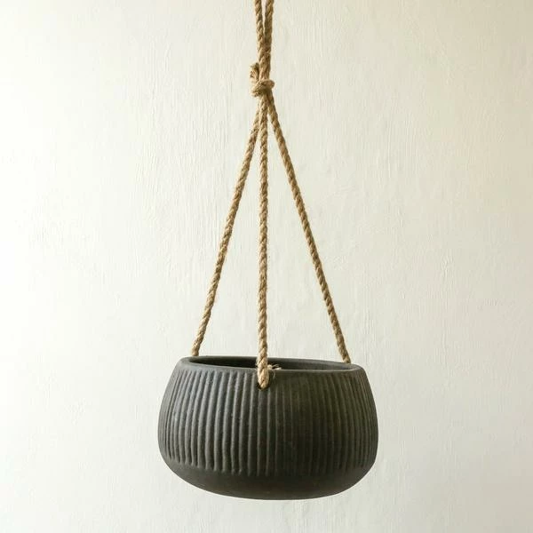 Nkuku Wampu Hanging Planter Distressed Brown Black Large 1 Nkuku Wampu Hanging Planter Distressed Brown Black Large