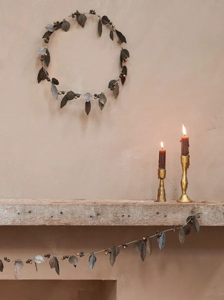 Nkuku Tula Deep Brass Leaf Wreath 1 Nkuku Tula Deep Brass Leaf Wreath