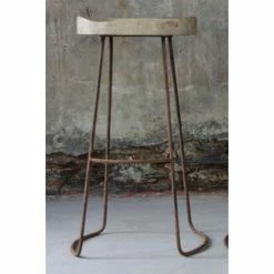 Nkuku Mango Wood And Rust Loko Stool