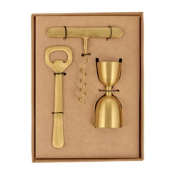 Nkuku Rahuri Drinks Accessories - Brass Set of 3 4 Nkuku Rahuri Drinks Accessories - Brass Set of 3