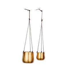 Nkuku Atsu Brass Hanging Planter - Small