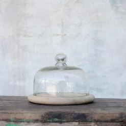 Nkuku Small Mango Wood Board With Recycled Glass Dome