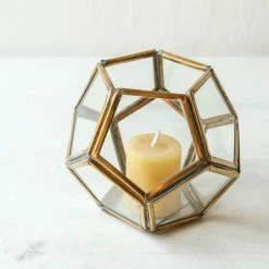 Nkuku Menni Hexagonal Brass Lantern