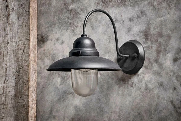 Nkuku Phena Outdoor Swan Neck Metal Wall Lamp - Antique Black 3 Nkuku Phena Outdoor Swan Neck Metal Wall Lamp - Antique Black