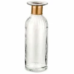 Nkuku Chara Large Lines Bottle In Antique Brass