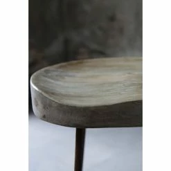 Nkuku Mango Wood And Rust Loko Stool