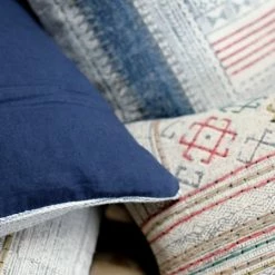 Nkuku Funda Cojín Azul con Cenefas 5 Nkuku Funda Cojín Azul con Cenefas