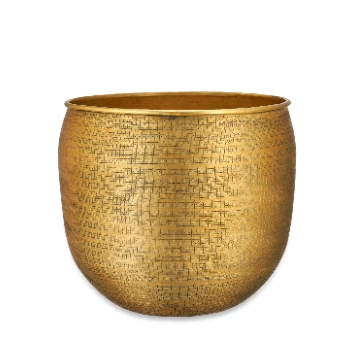 Nkuku Tembesi Etched Planter Brass - Large 1 Nkuku Tembesi Etched Planter Brass - Large