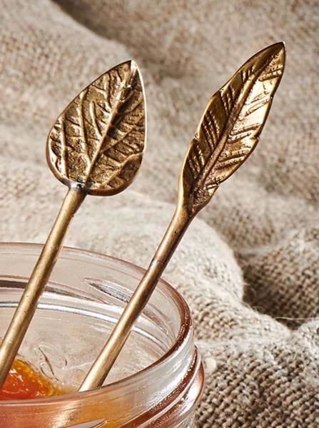 Nkuku Brass Leaf Spoons Set Of 2 2 Nkuku Brass Leaf Spoons Set Of 2