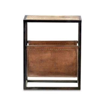 Nkuku Alera Side Table - Mango Wood and Brown Leather 3 Nkuku Alera Side Table - Mango Wood and Brown Leather
