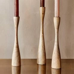 Nkuku Large Natural Mango Wood Candlestick