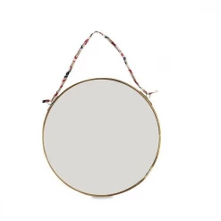 Nkuku Kiko Small Round Mirror Antique Brass