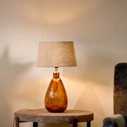 Nkuku Baba Glass Lamp Base In Burnt Amber - Large Tall