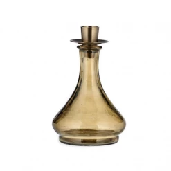 Nkuku Sirsa Glass Tapered Candlestick Sepia