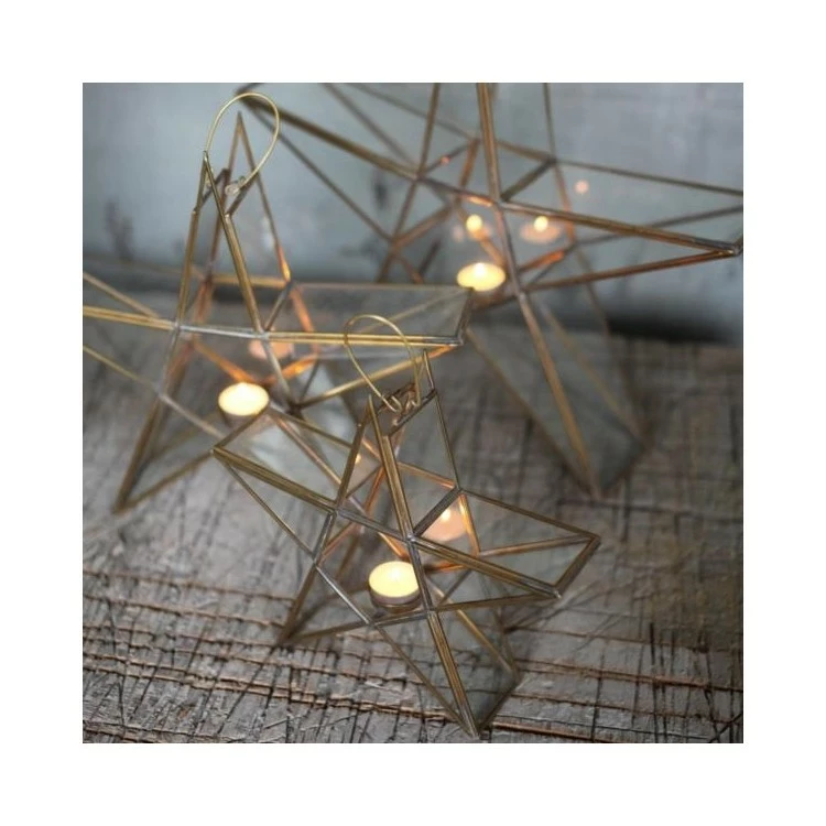 Nkuku Medium Brass Sanwi Standing Star T-Light Holder 5 Nkuku Medium Brass Sanwi Standing Star T-Light Holder
